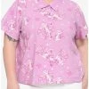 New 🛒 Hello Kitty Strawberry Milk 👧 Girls Woven Button-Up Plus Size ⭐