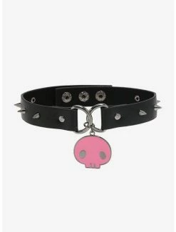 Outlet 😉 Kuromi Pink Skull Spiked Choker 🔥