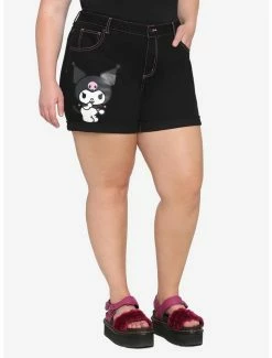 New 🔔 Kuromi Contrast Stitch Mom Shorts Plus Size 😍