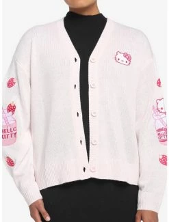 New 🧨 Hello Kitty Strawberry Milk Skimmer 👧 Girls Cardigan 👏