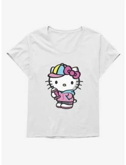 Discount ⭐ Hello Kitty Spray Can Front 👧 Girls T-Shirt Plus Size 🥰
