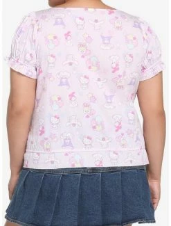 Wholesale 👍 Hello Kitty And Friends Pastel Ruffle Button-Up 👧 Girls Top Plus Size 👍 -Hello Kitty Sales Shop 17586153 av2