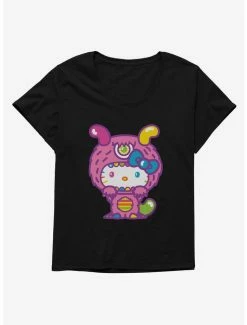 Brand new 🛒 Hello Kitty Sweet Kaiju Fuzzy 👧 Girls T-Shirt Plus Size ✔️