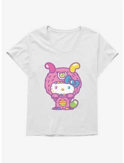 Brand new 🛒 Hello Kitty Sweet Kaiju Fuzzy 👧 Girls T-Shirt Plus Size ✔️ -Hello Kitty Sales Shop 18139378 hi
