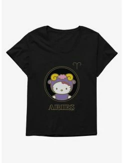 Discount 🔔 Hello Kitty Star Sign Aries Stencil 👧 Girls T-Shirt Plus Size ⭐