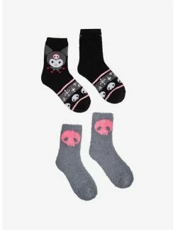 Discount 🥰 Kuromi Skull Fuzzy 🧦 Socks 2 Pair 😍