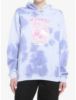 Best deal 🔔 Hello Kitty Strawberry Milk Lavender Tie-Dye 👧 Girls Hoodie 👍