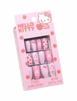 Wholesale ✨ Hello Kitty Strawberry Milk Faux Nail Set 👍