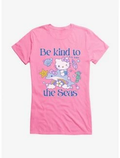 Budget 🧨 Hello Kitty Be Kind To The Seas 👧 Girls T-Shirt ❤️