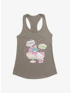 Cheap ⭐ Hello Kitty Kawaii Vacation Dessert Time 👧 Girls Tank ⌛ -Hello Kitty Sales Shop 18922773 hi