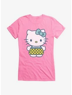 New 👍 Hello Kitty Kawaii Vacation Pineapple Outfit 👧 Girls T-Shirt 🤩