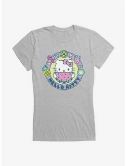 Cheap 💯 Hello Kitty Kawaii Vacation Watermelon Icon 👧 Girls T-Shirt 💯