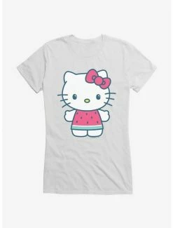 Hot Sale 🛒 Hello Kitty Kawaii Vacation Watermelon Outfit 👧 Girls T-Shirt ❤️ -Hello Kitty Sales Shop 18924617 hi
