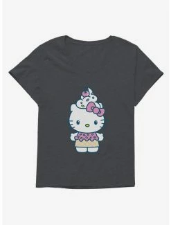Promo 🌟 Hello Kitty Kawaii Vacation Ice Cream Outfit 👧 Girls T-Shirt Plus Size 🎉