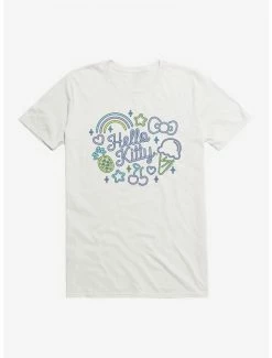 Outlet 🔥 Hello Kitty Kawaii Vacation Neon Logo T-Shirt 😀