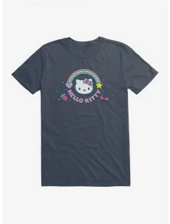Budget 🔥 Hello Kitty Kawaii Vacation Rainbow Logo T-Shirt 🧨 -Hello Kitty Sales Shop 18929605 hi