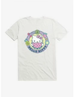 Best Sale 🤩 Hello Kitty Kawaii Vacation Watermelon Icon T-Shirt 👍 -Hello Kitty Sales Shop 18930190 hi