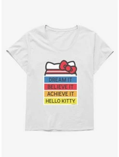 Deals 🔔 Hello Kitty Dream It Believe It Achieve It 👧 Girls T-Shirt Plus Size 🔥