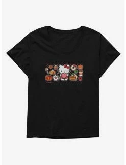 Flash Sale 🥰 Hello Kitty Pumpkin Spice Food & Decor 👧 Girls T-Shirt Plus Size ⭐ -Hello Kitty Sales Shop 19178097 hi