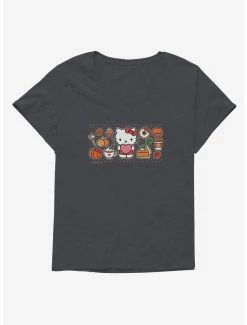 Flash Sale 🥰 Hello Kitty Pumpkin Spice Food & Decor 👧 Girls T-Shirt Plus Size ⭐ -Hello Kitty Sales Shop 19178106 hi