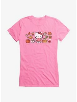 New 😀 Hello Kitty Pumpkin Spice Food & Decor 👧 Girls T-Shirt ✨ -Hello Kitty Sales Shop 19178333 hi