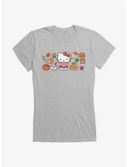 New 😀 Hello Kitty Pumpkin Spice Food & Decor 👧 Girls T-Shirt ✨