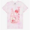 Best deal 👍 Hello Kitty Strawberry Milk Tie-Dye 👧 Girls T-Shirt ⌛