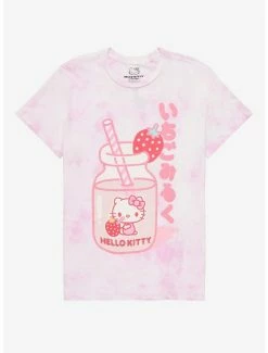 Best deal 👍 Hello Kitty Strawberry Milk Tie-Dye 👧 Girls T-Shirt ⌛