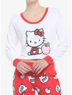 Hot Sale 👍 Hello Kitty Apple 👧 Girls Skimmer Long-Sleeve Pajama Top 🌟