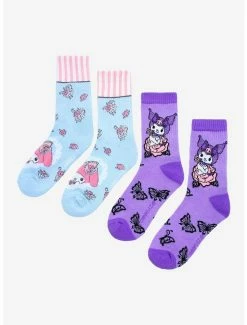 Hot Sale 👏 My Melody & Kuromi Roses Crew 🧦 Socks 2 Pair 😉 -Hello Kitty Sales Shop 19376818 av2