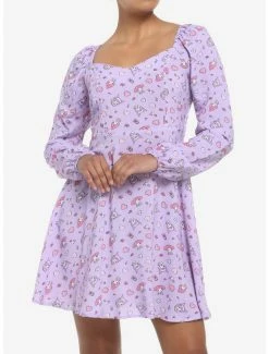 Cheap 🔥 My Melody & Kuromi Sweetheart Long-Sleeve 👗 Dress ✔️