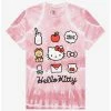 Brand new 😀 Hello Kitty Pink Grid Tie-Dye Boyfriend Fit 👧 Girls T-Shirt 😀