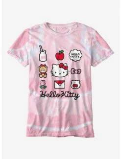 Deals ✨ Hello Kitty Grid Tie-Dye Boyfriend Fit 👧 Girls T-Shirt Plus Size ✔️